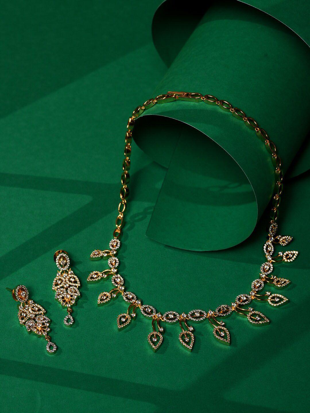 saraf rs jewellery gold-plated & ad stone-studded floral jewellery set