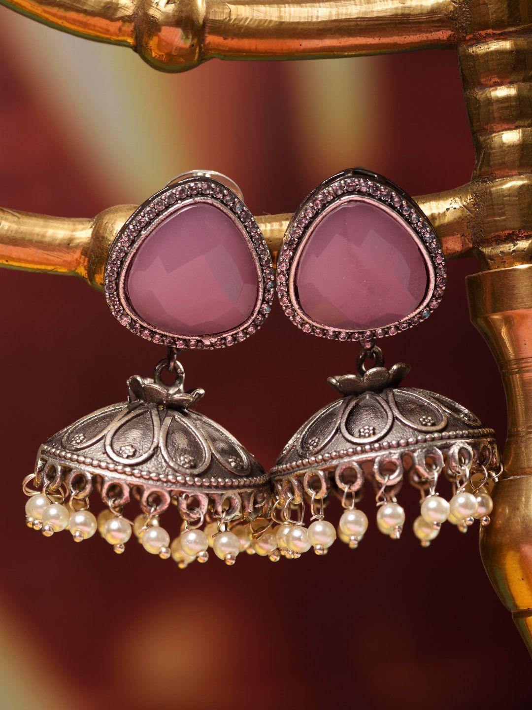 saraf rs jewellery pink contemporary jhumkas earrings