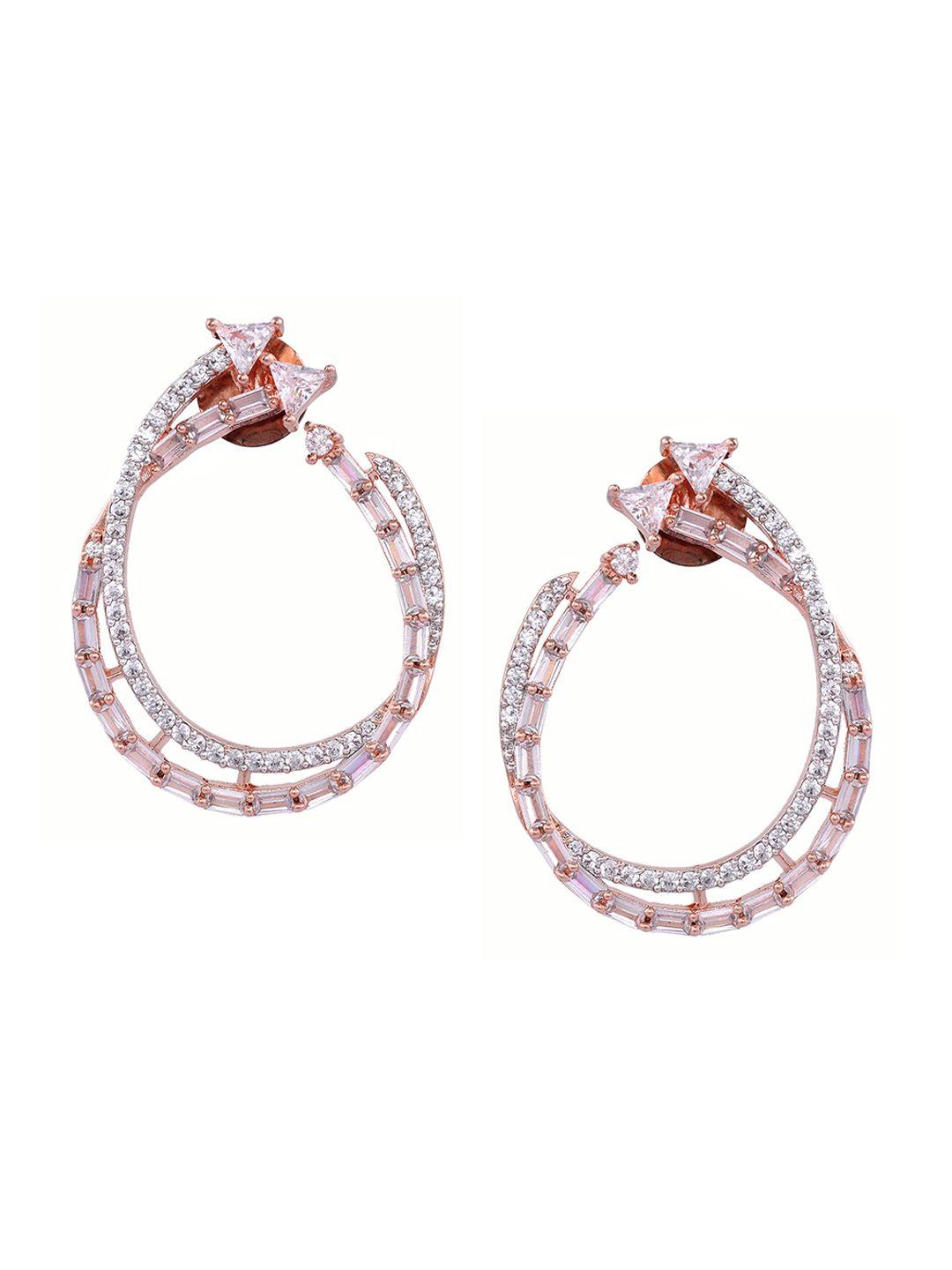 saraf rs jewellery white circular half hoop earrings