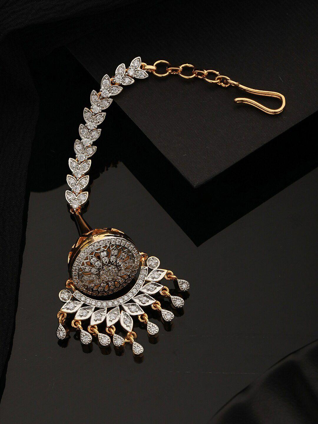 saraf rs gold-plated cz-studded maang tikka