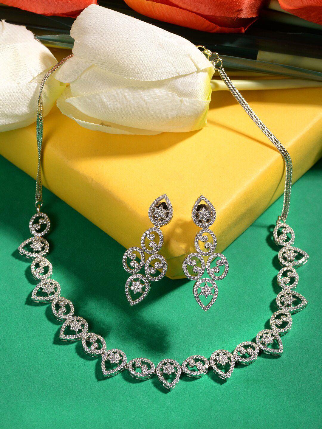 saraf rs jewellery  gold-plated & white ad-studded jewellery set