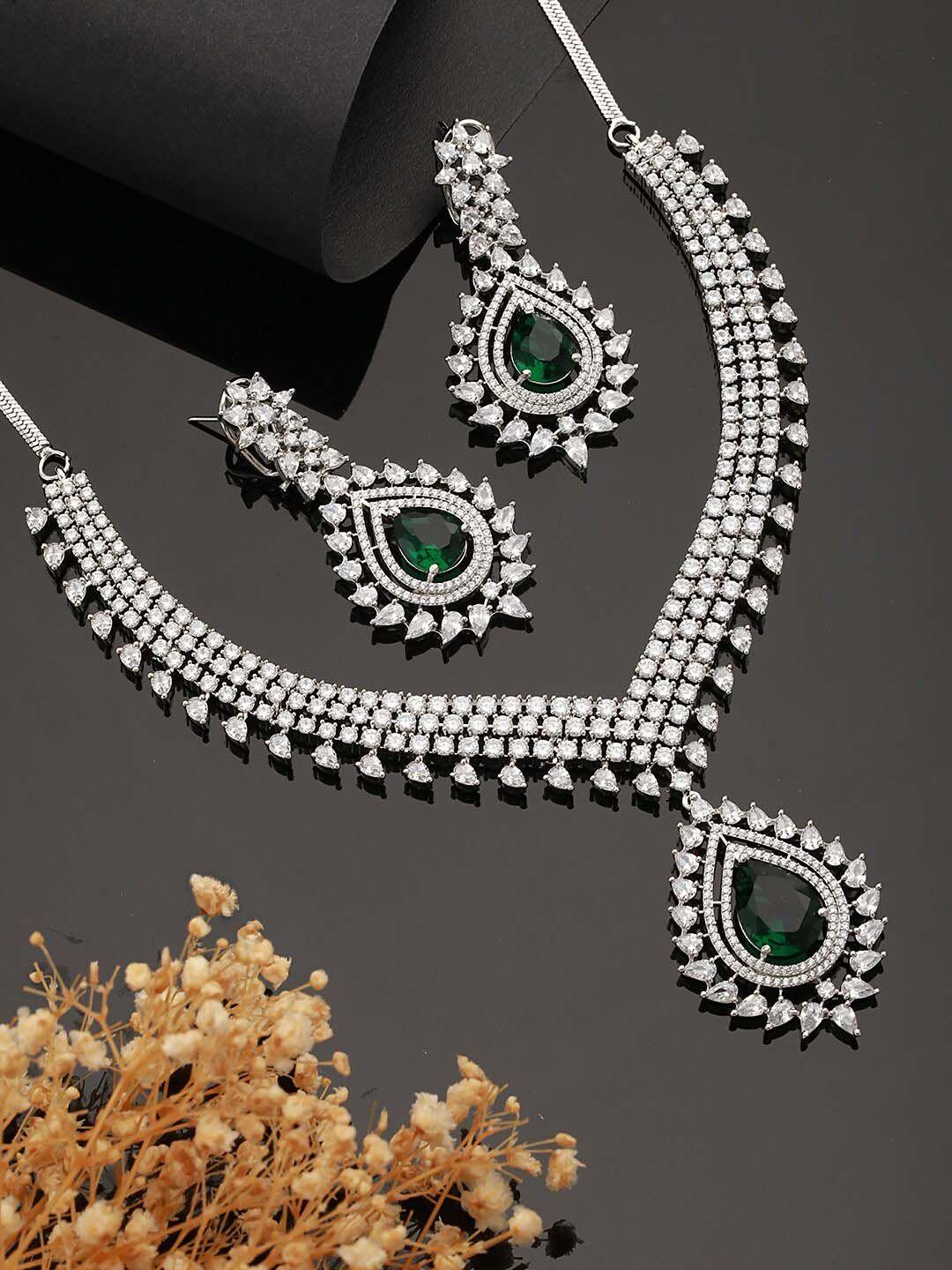 saraf rs jewellery emerald studded jewellery set