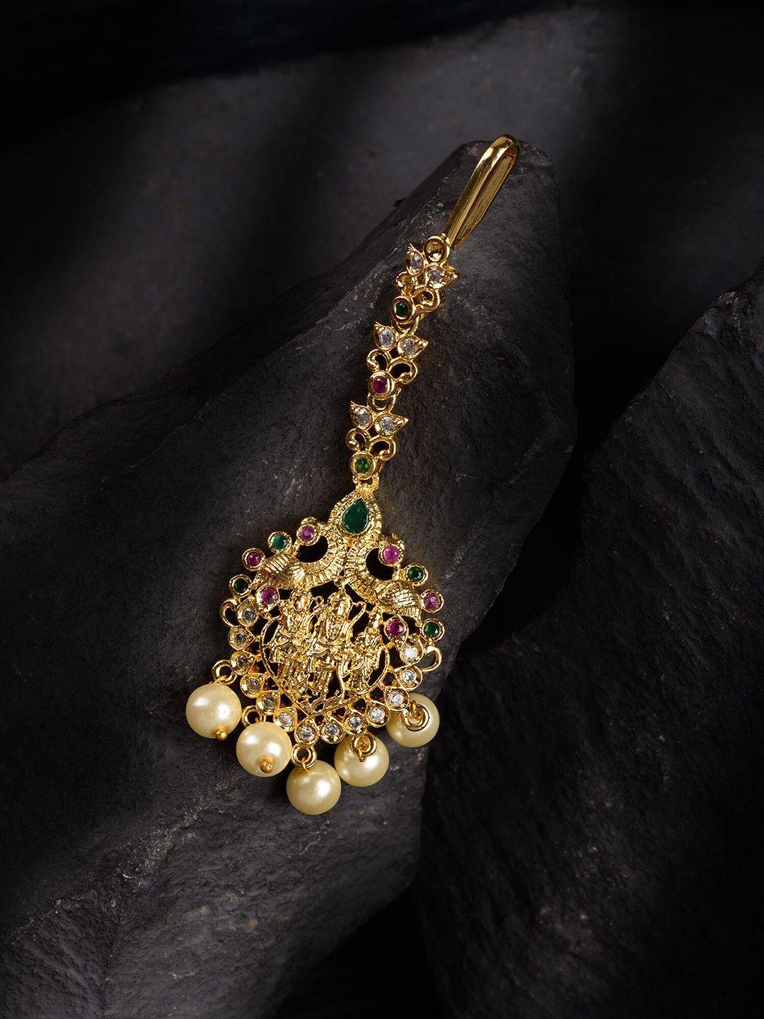 saraf rs jewellery gold-plated ad stone-studded head jewellery