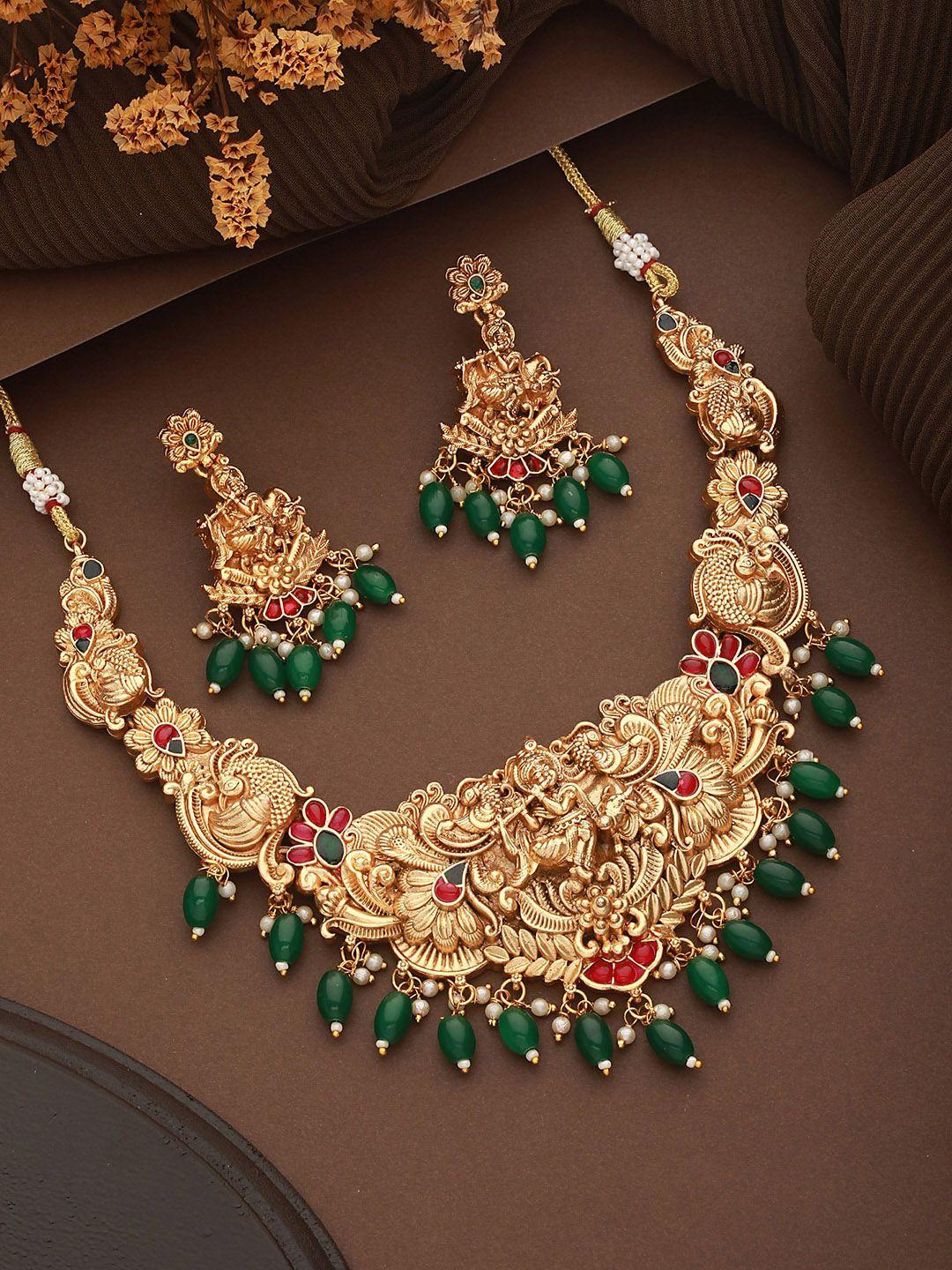 saraf rs jewellery gold-plated american diamond studded divine radha krishna jewellery set
