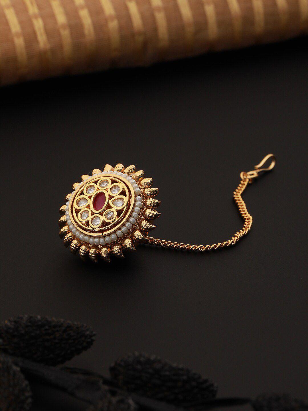 saraf rs jewellery gold-plated kundan-studded maang tikka