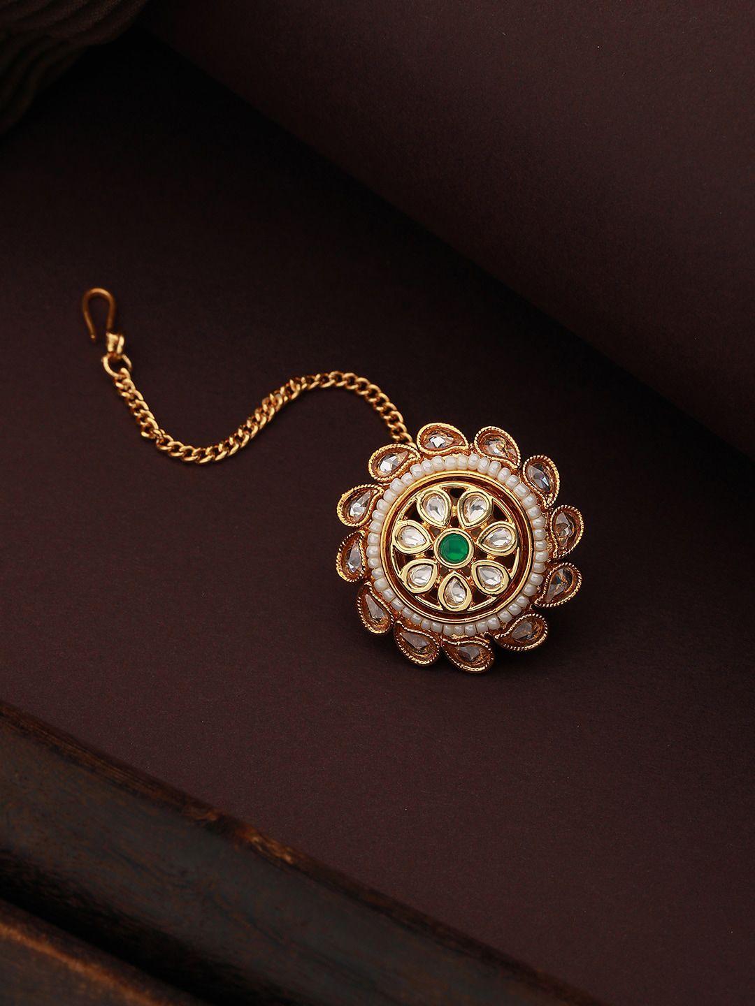 saraf rs jewellery gold-plated kundan-studded maangtikka