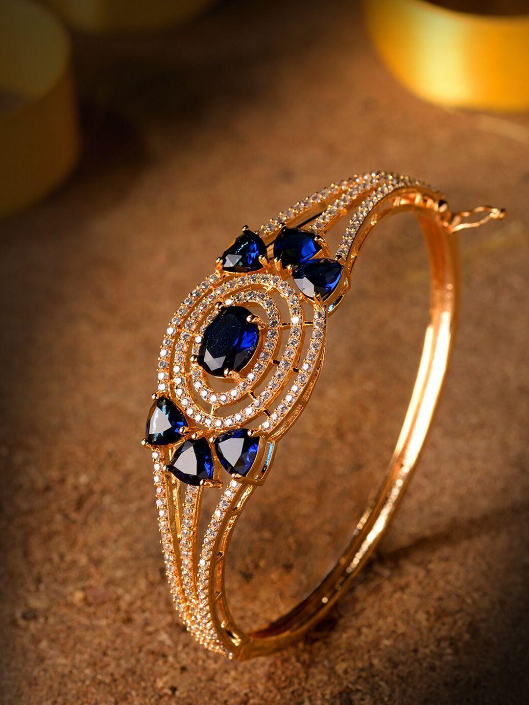 saraf rs jewellery gold-toned american diamond blue stone studded handcrafted bracelet