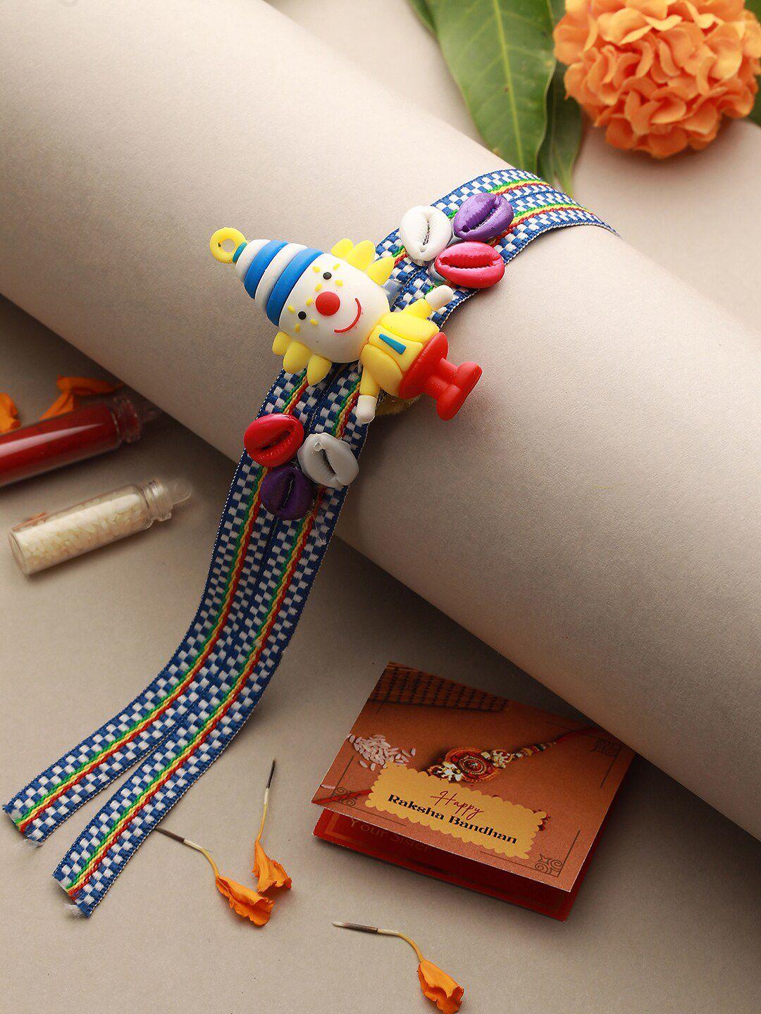 saraf rs jewellery kids clown shaped designer ribbon rakhi