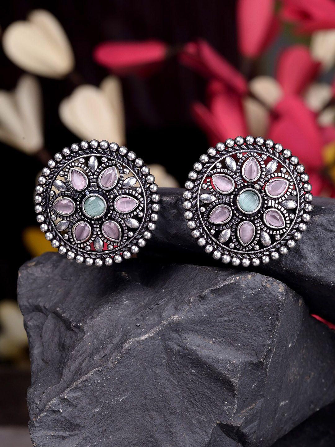 saraf rs jewellery pink circular studs earrings