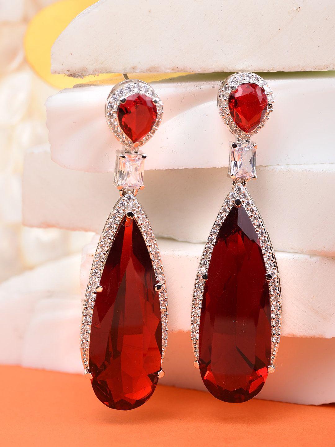 saraf rs jewellery red contemporary drop earrings