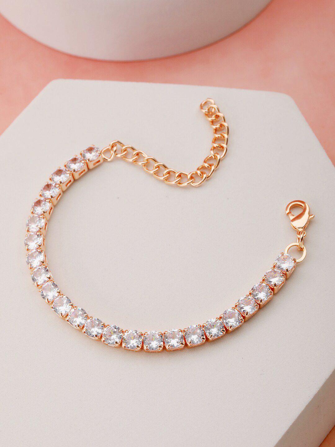 saraf rs jewellery rose gold-plated american diamond wraparound bracelet