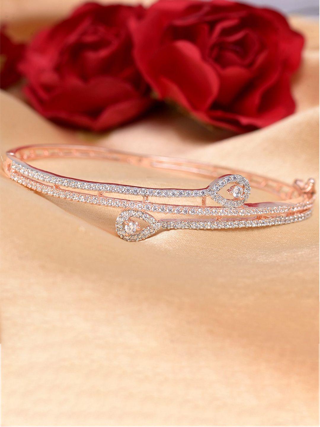 saraf rs jewellery rose gold-plated handcrafted kada bracelet