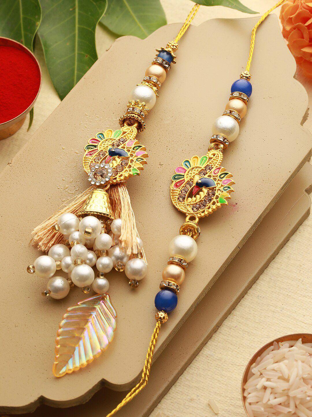 saraf rs jewellery set of 2 beaded rakhi