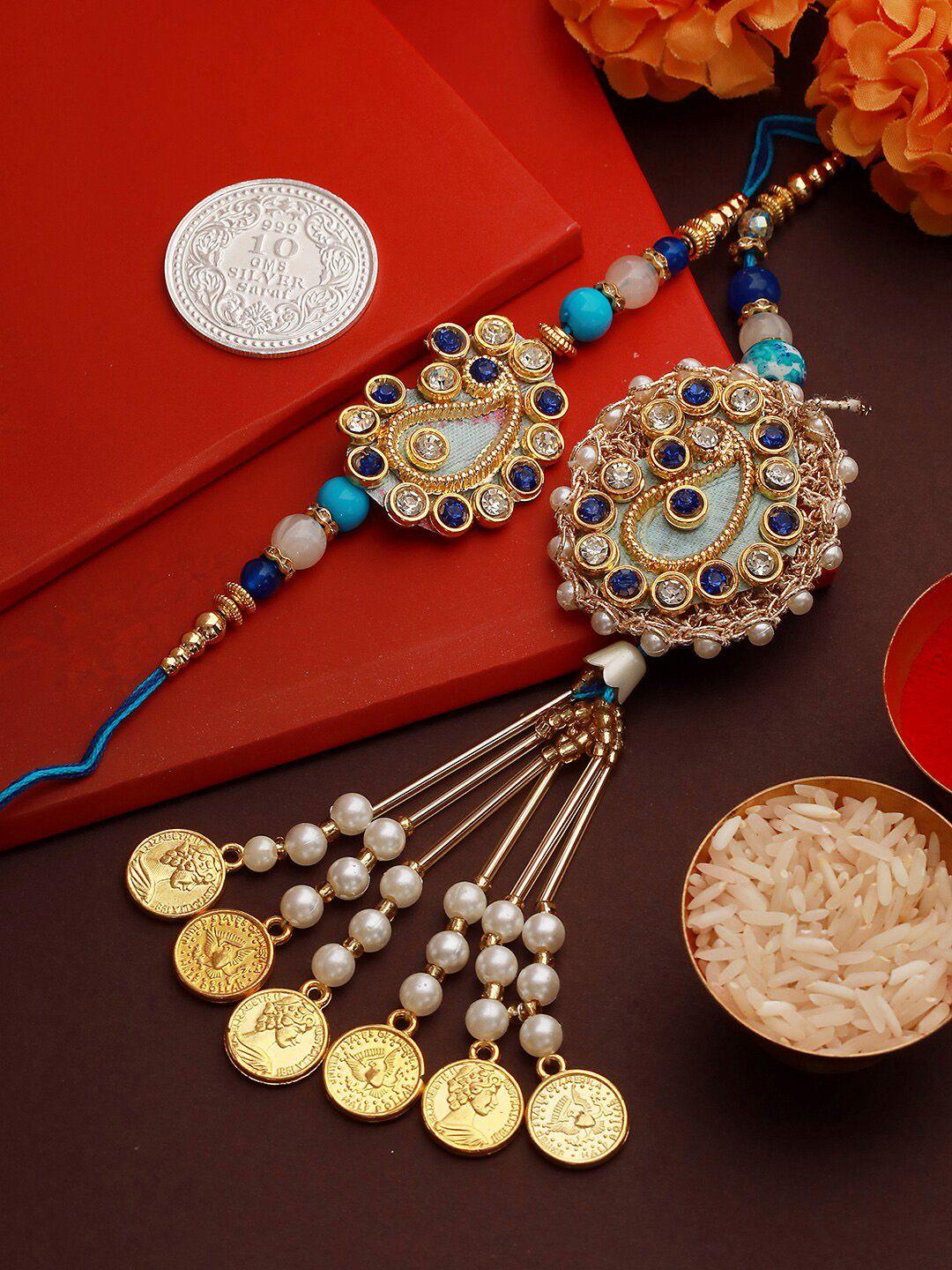 saraf rs jewellery set of 2 rakhi with 999 pure silver coin