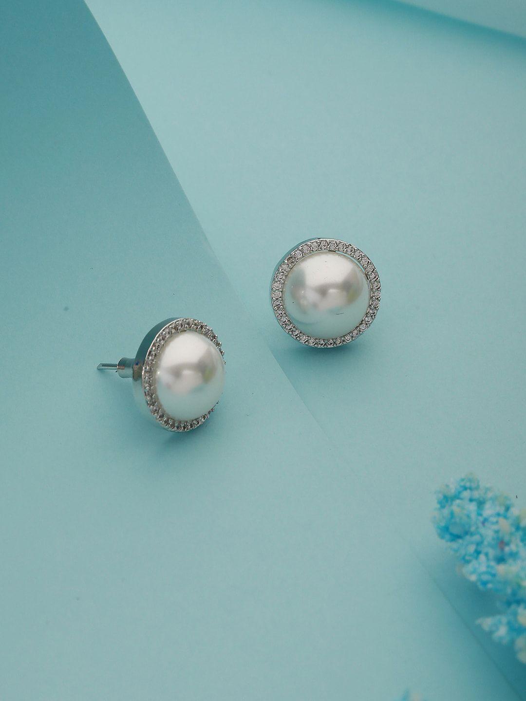 saraf rs jewellery silver-plated teardrop shaped studs earrings