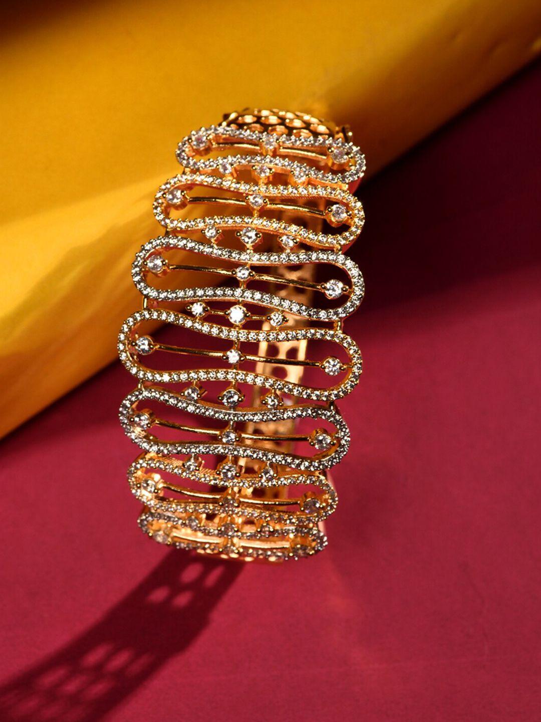 saraf rs jewellery women gold-plated american diamond bangle-style bracelet