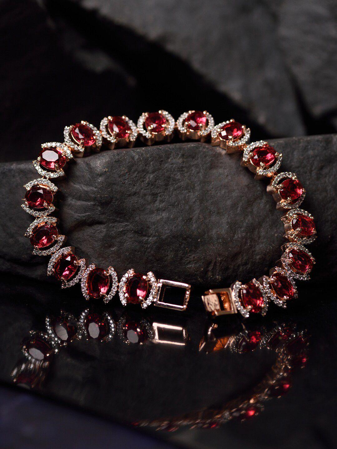 saraf rs jewellery women red & white american diamond handcrafted wraparound bracelet
