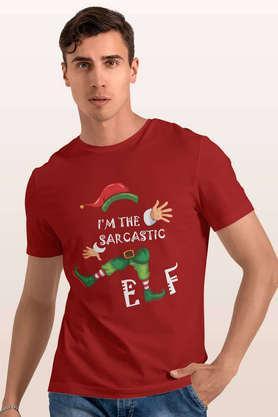 sarcastic elf round neck mens t-shirt - red