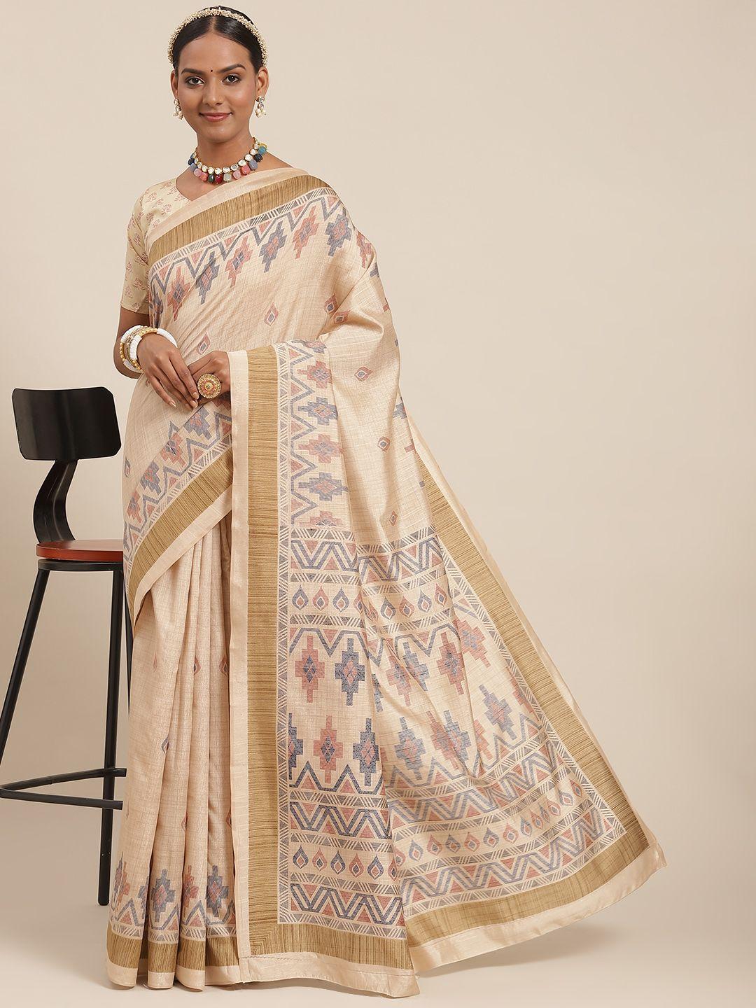 saree mall beige bhagalpuri silk sarees