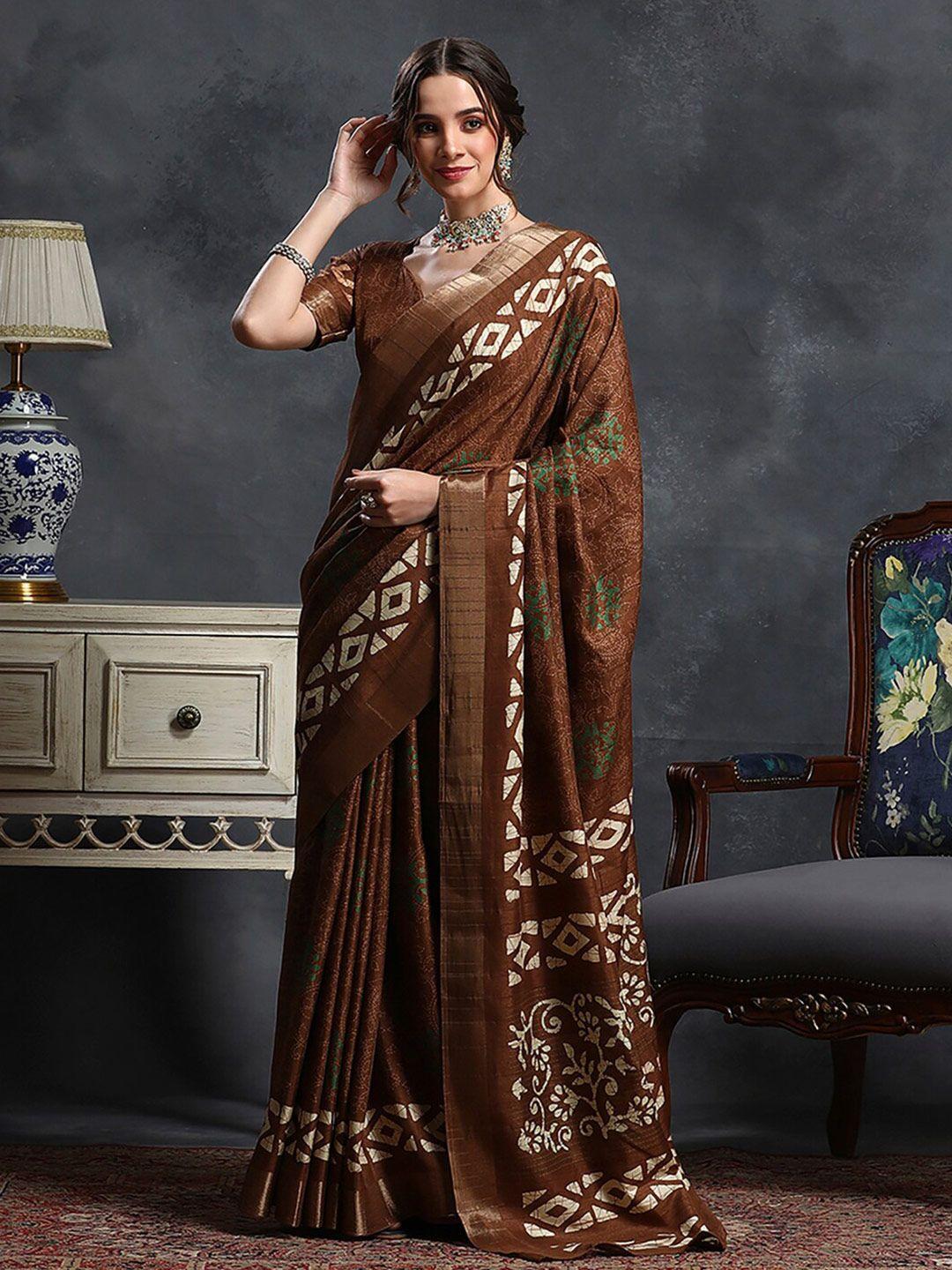 saree mall brown bagh zari silk blend designer sungudi sarees