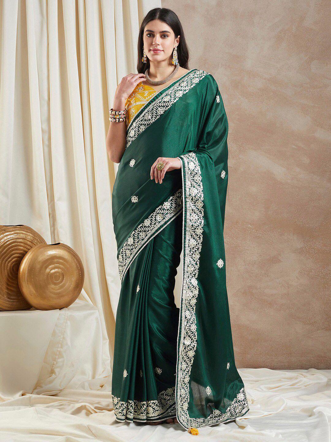 saree mall ethnic motifs embellished gotta patti pure chiffon sarees