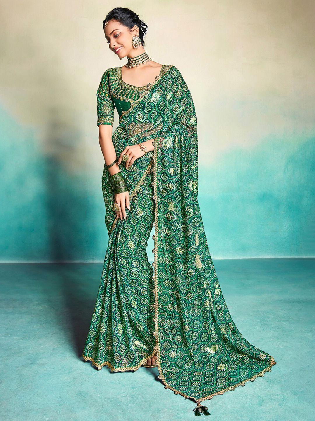 saree mall ethnic motifs printed pure georgette sarees