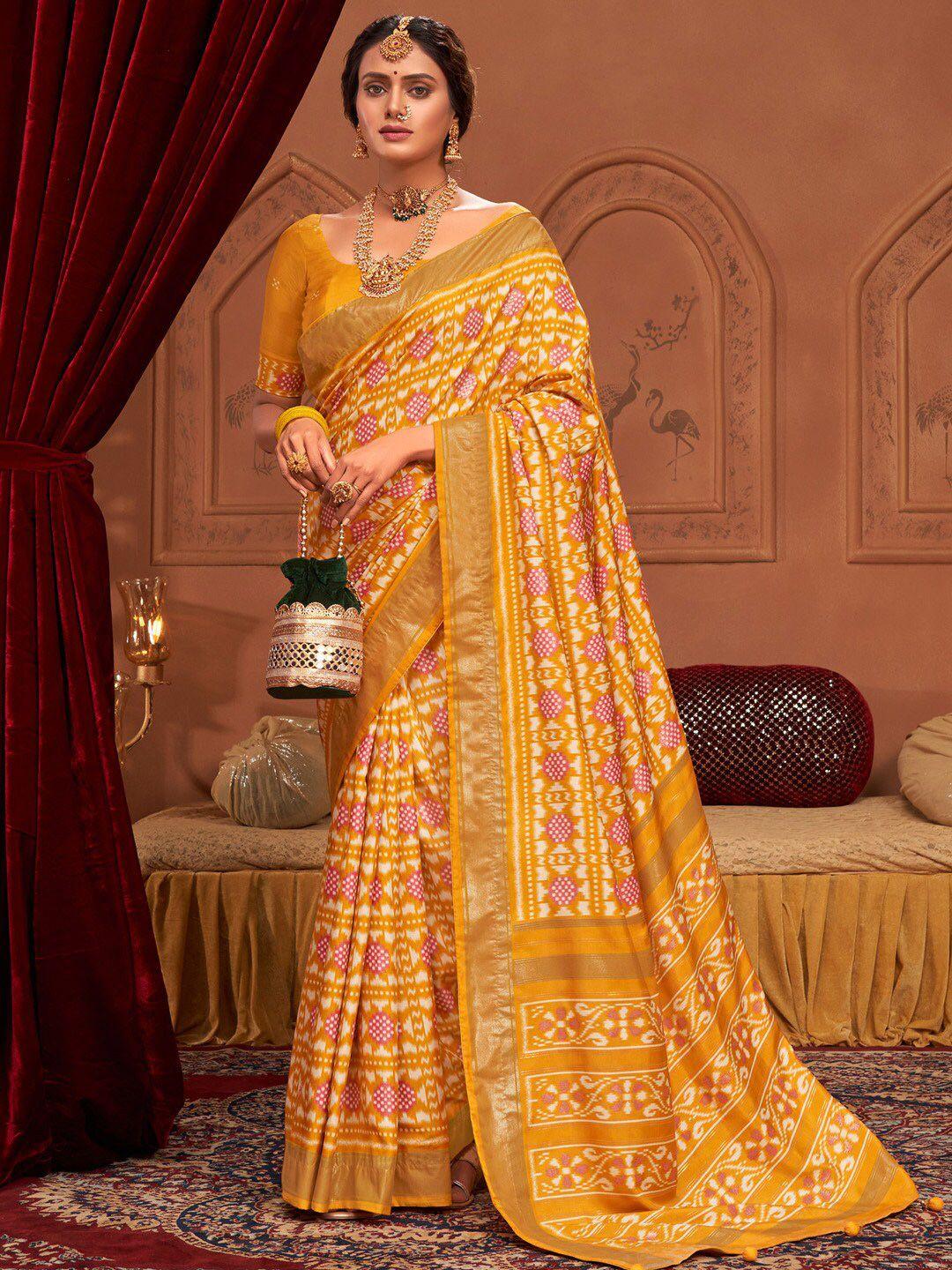 saree mall ethnic motifs printed zari ikat sarees