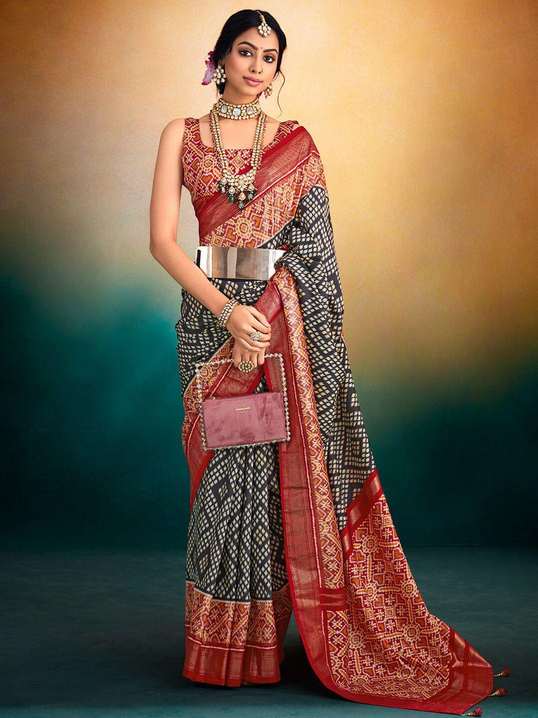 saree mall ethnic motifs printed zari patola saree