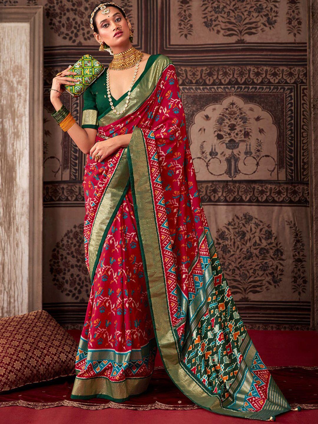 saree mall ethnic motifs printed zari patola sarees