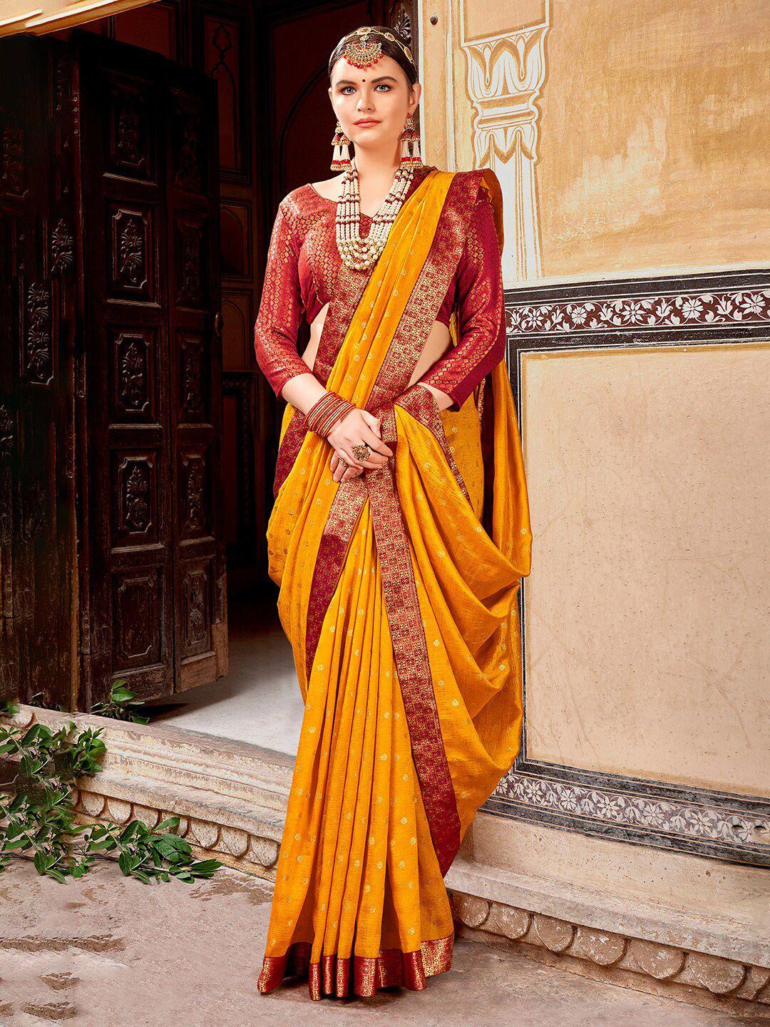 saree mall ethnic motifs printed zari silk blend sarees