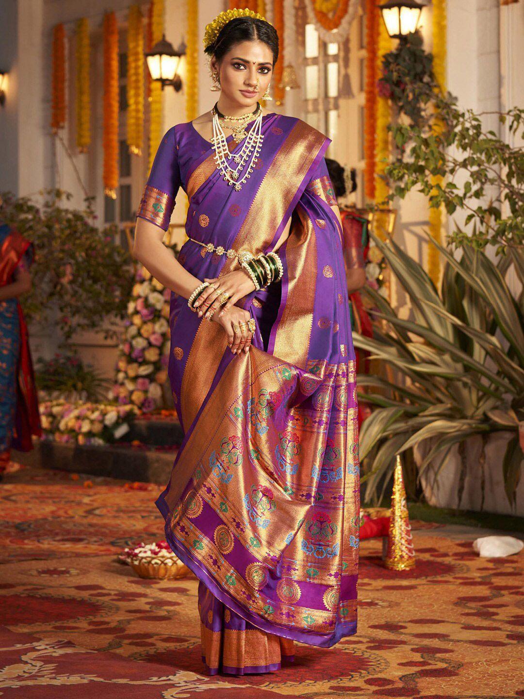 saree mall ethnic motifs woven design zari paithani sarees
