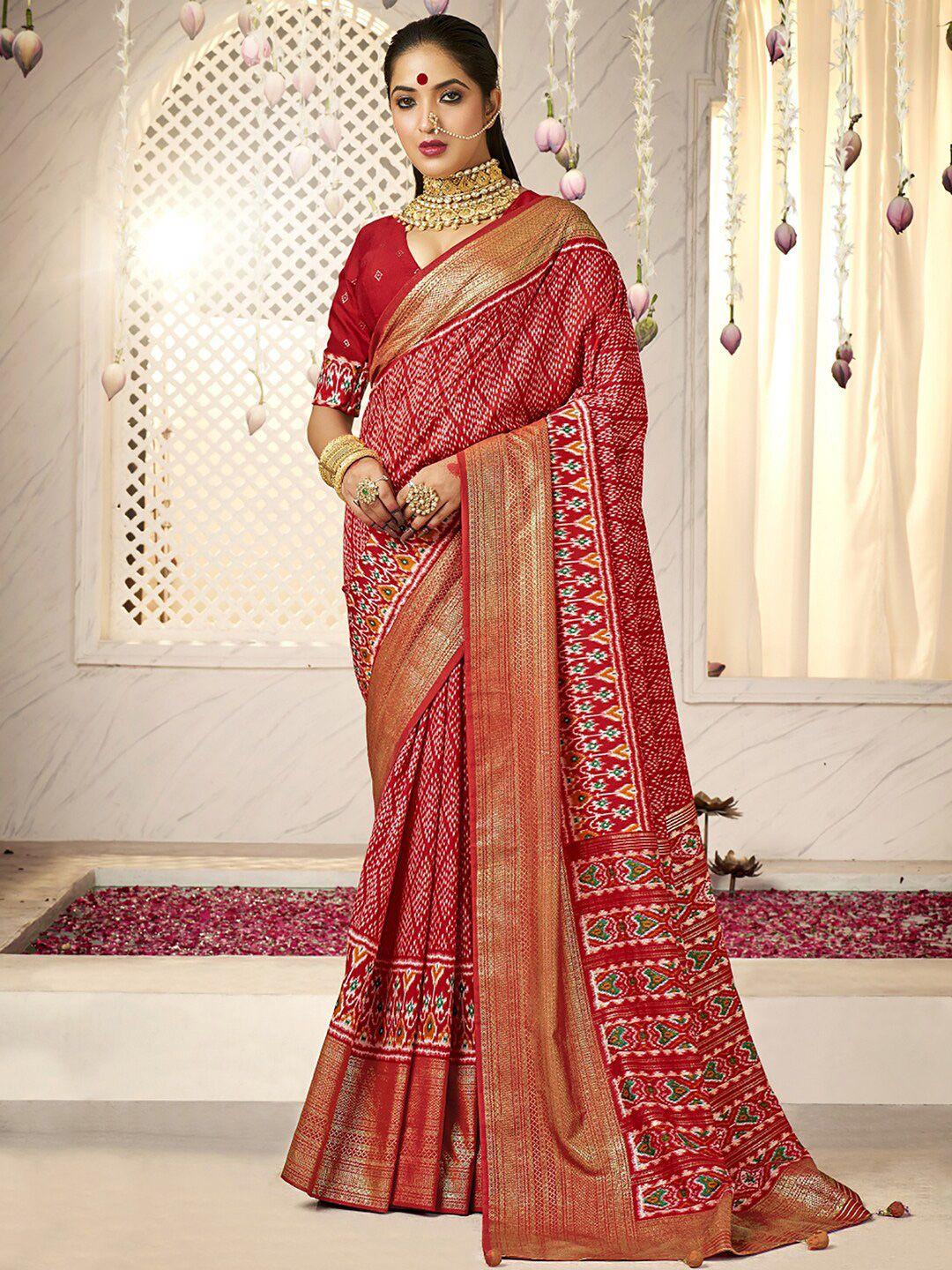 saree mall ethnic motifs woven design zari tussar silk ikat sarees