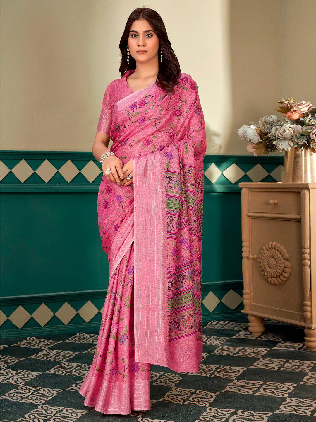 saree mall floral jute silk designer bagh sarees