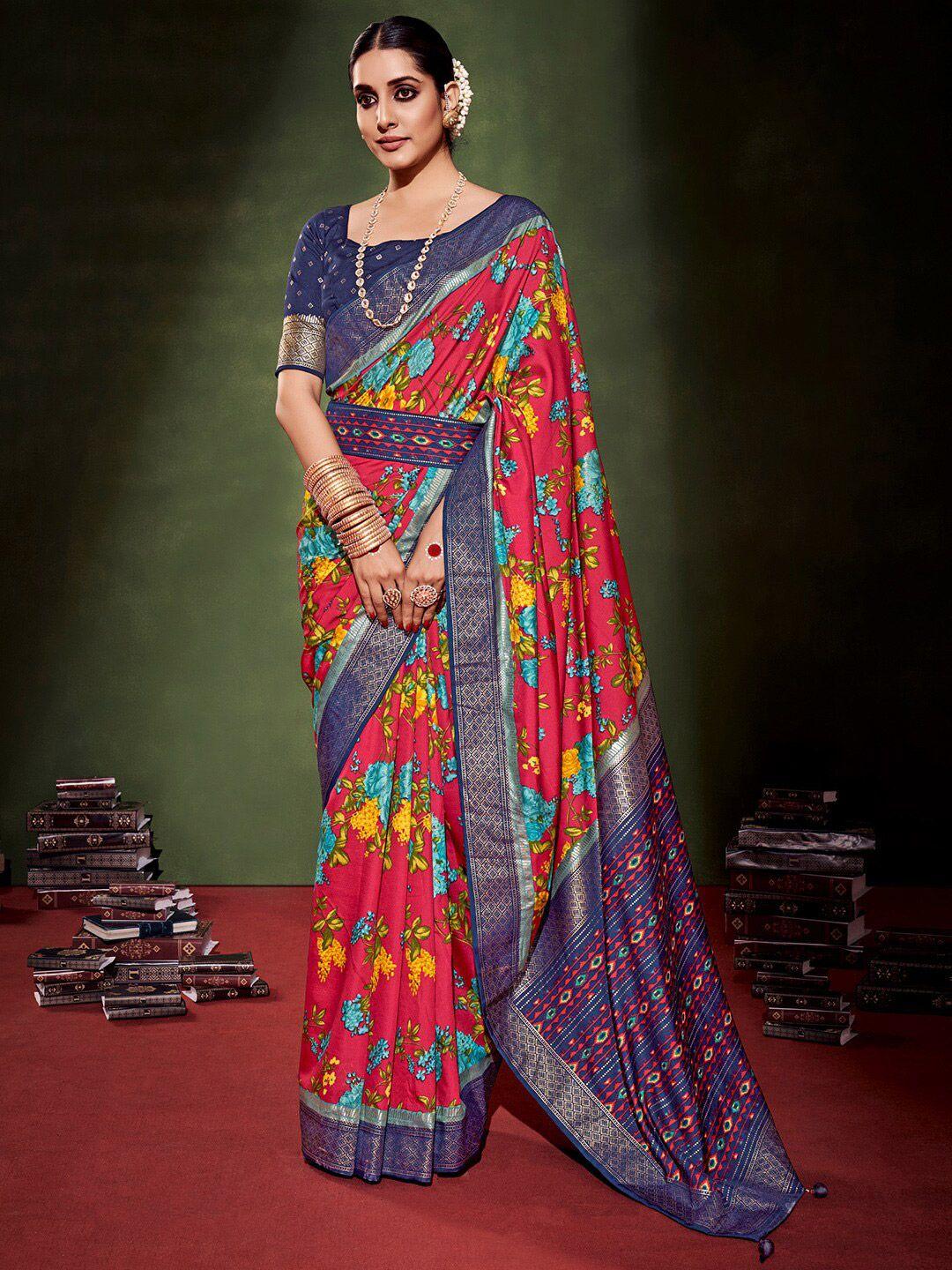 saree mall floral printed zari bagh sarees