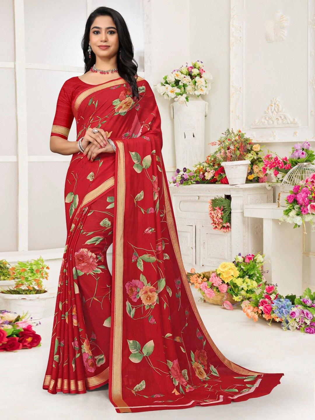 saree mall floral pure chiffon designer bagh sarees
