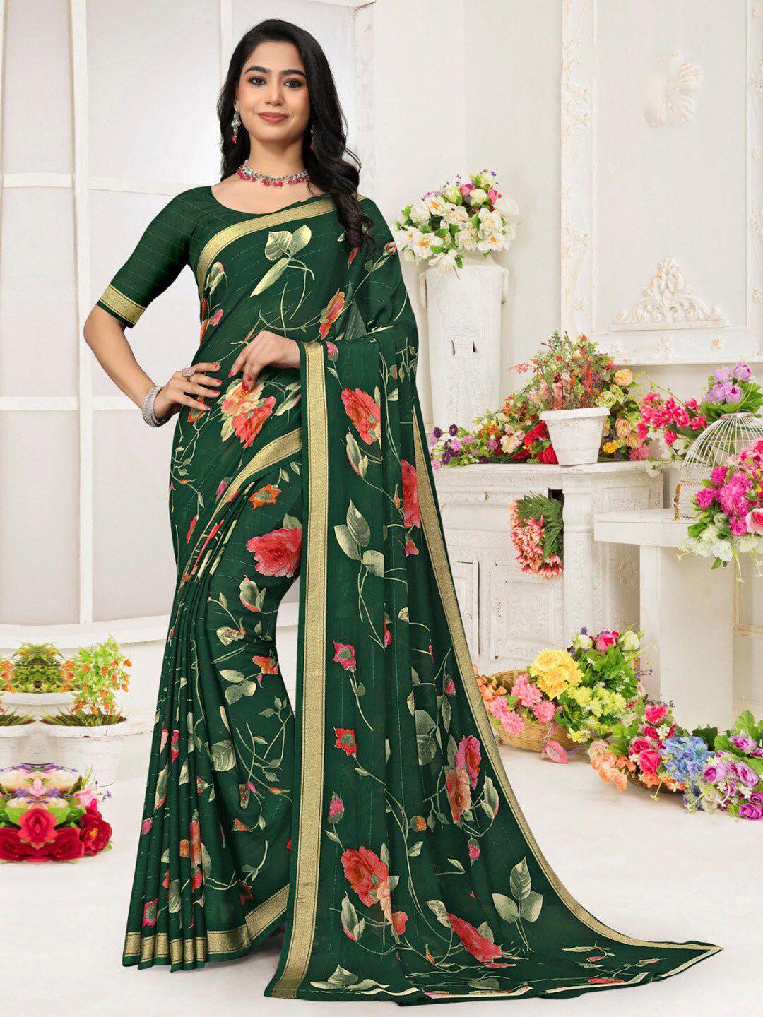 saree mall floral zari pure chiffon bagh sarees