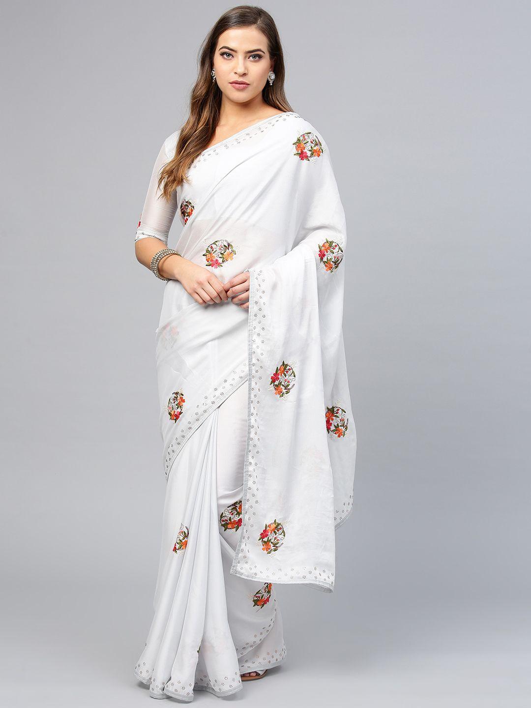 saree mall grey embroidered saree