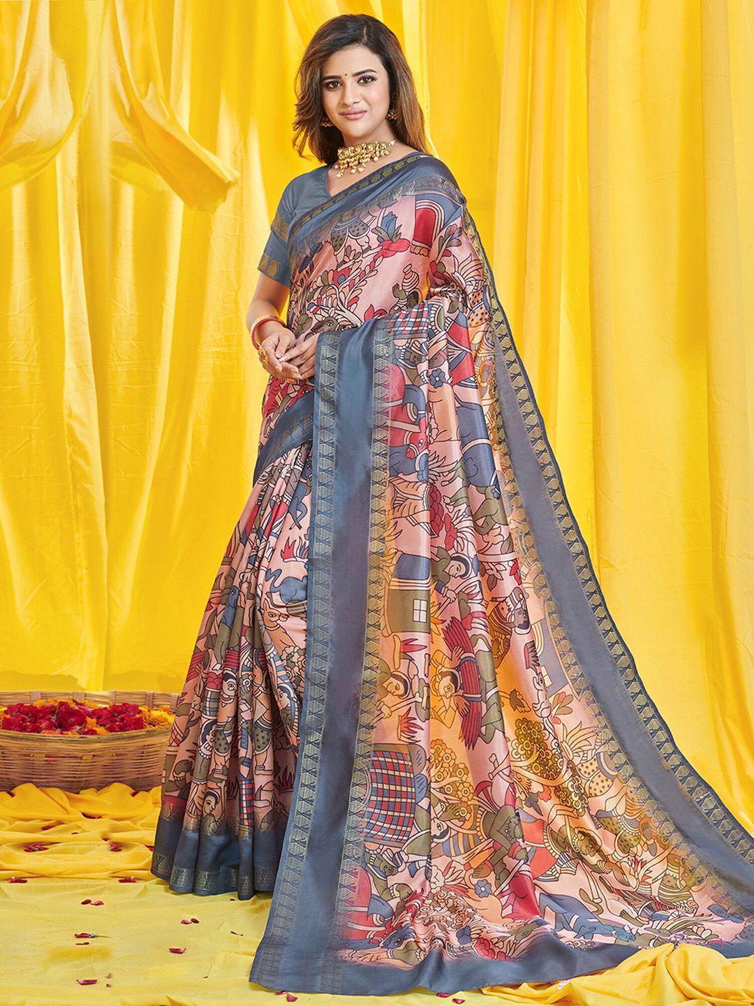 saree mall kalamkari printed zari kasavu traditional sarees