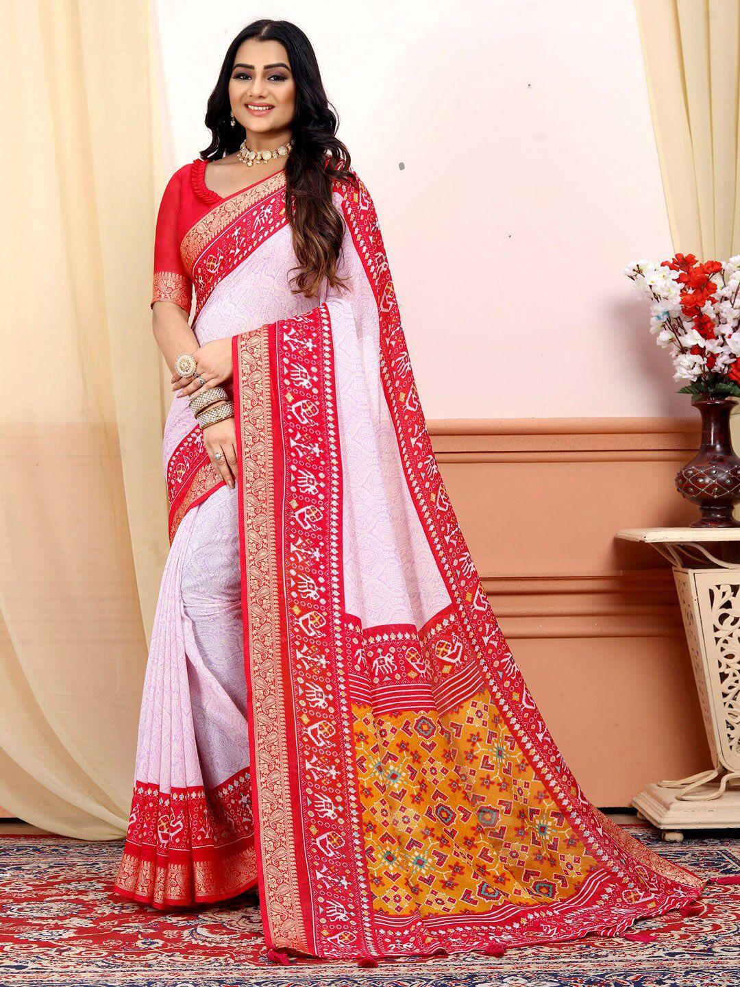 saree mall mauve ethnic motifs printed pure georgette patola sarees