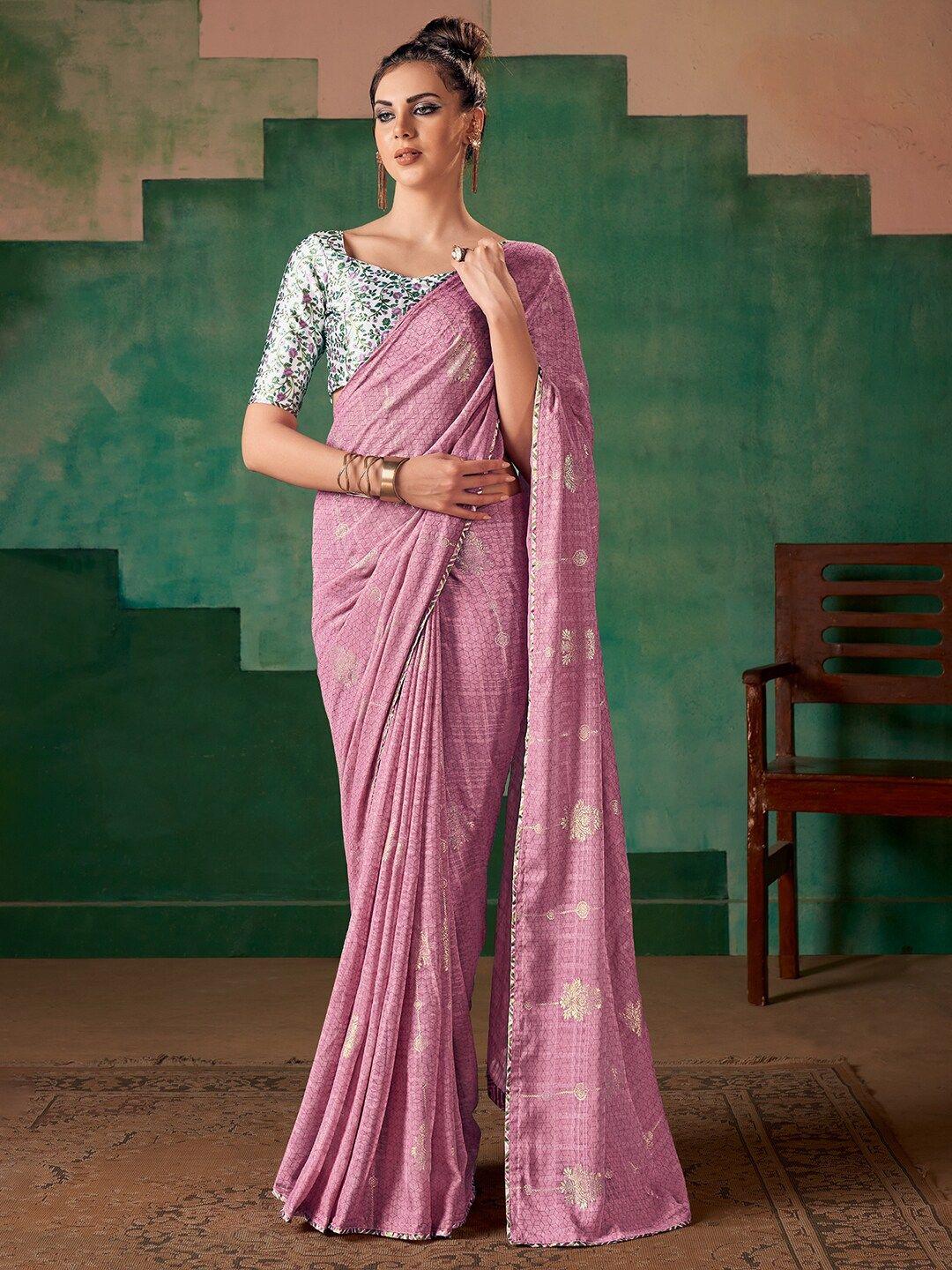 saree mall mauve ethnic motifs printed pure georgette sarees