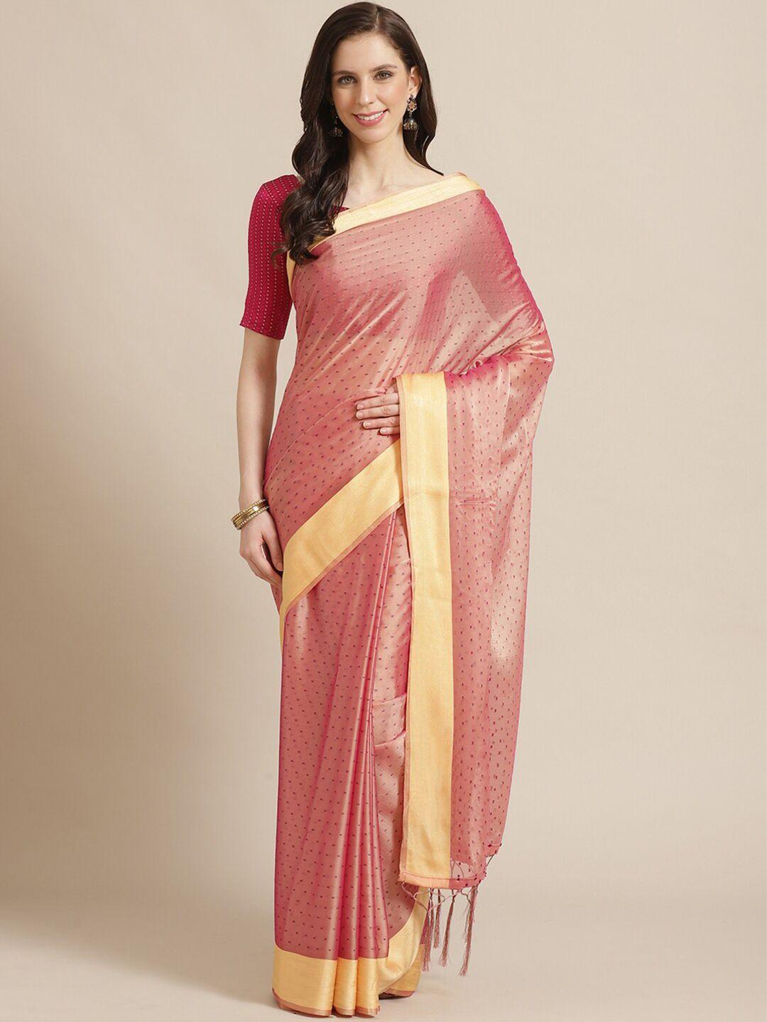 saree mall pink & yellow printed  saree
