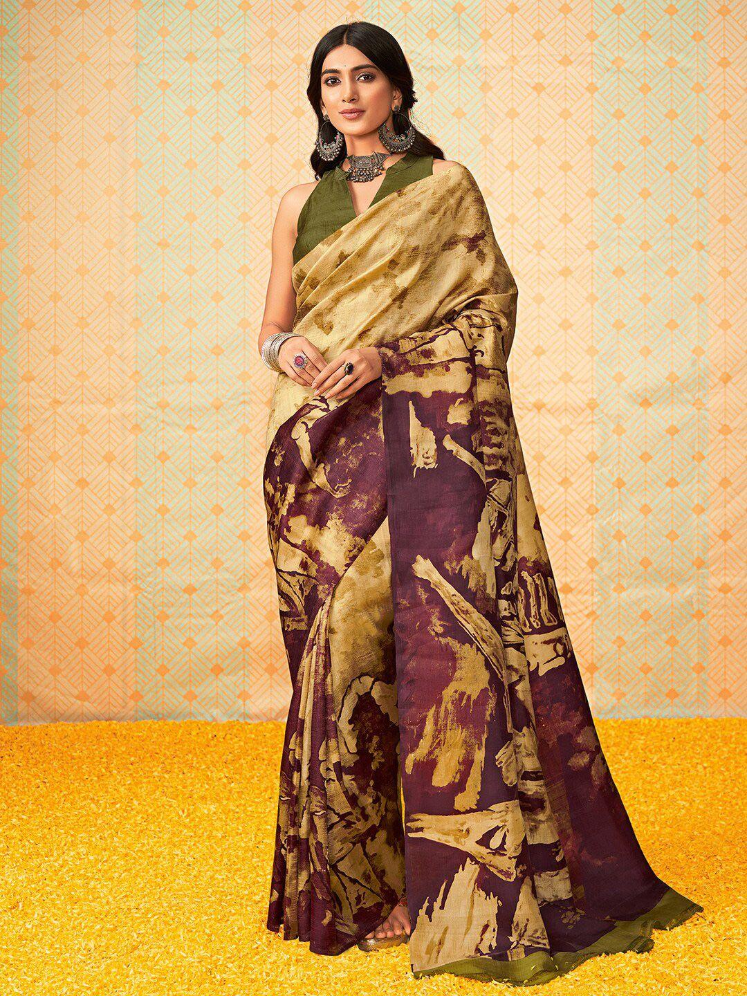 saree mall printed silk blend dabu sarees