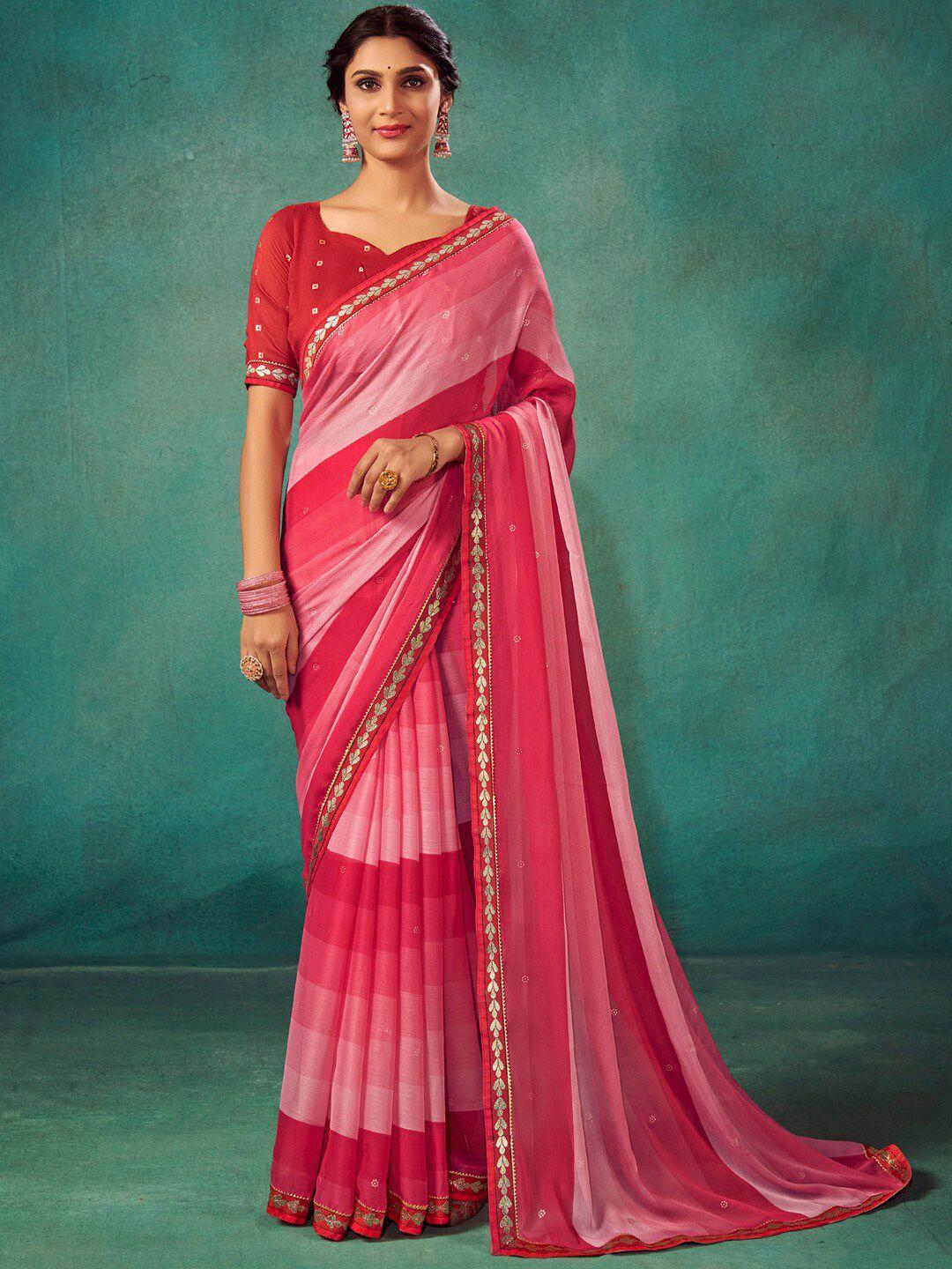 saree mall striped pure chiffon sarees