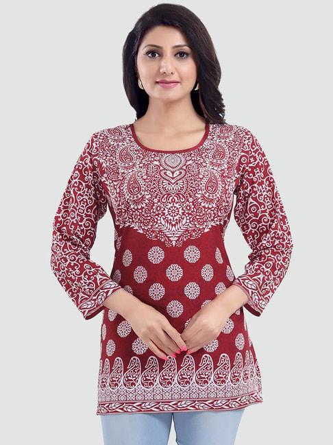 saree swarg maroon printed tunic