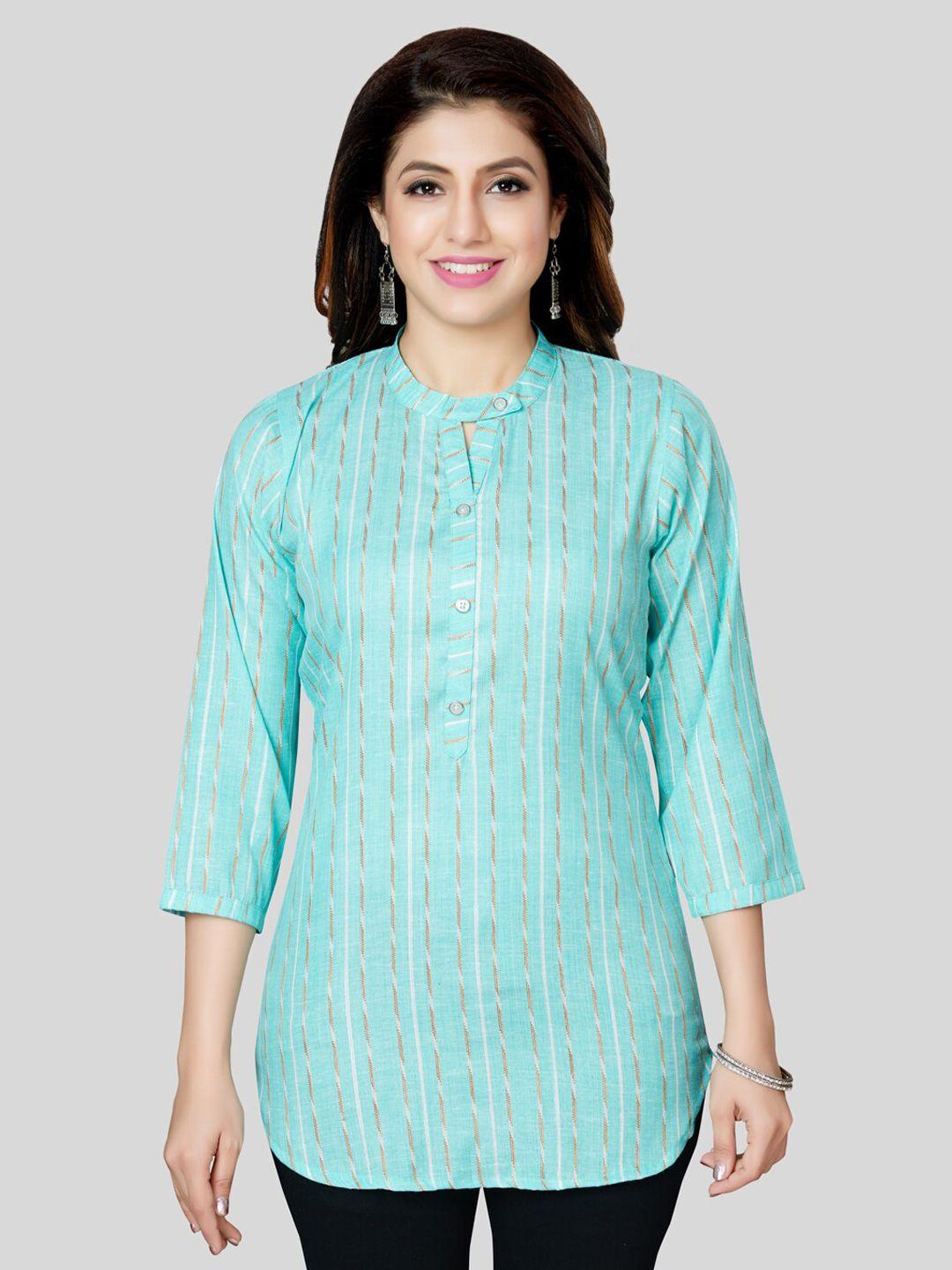 saree swarg sea green & blue tint woven design kurti