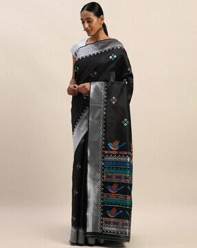 saree with zari woven motifs