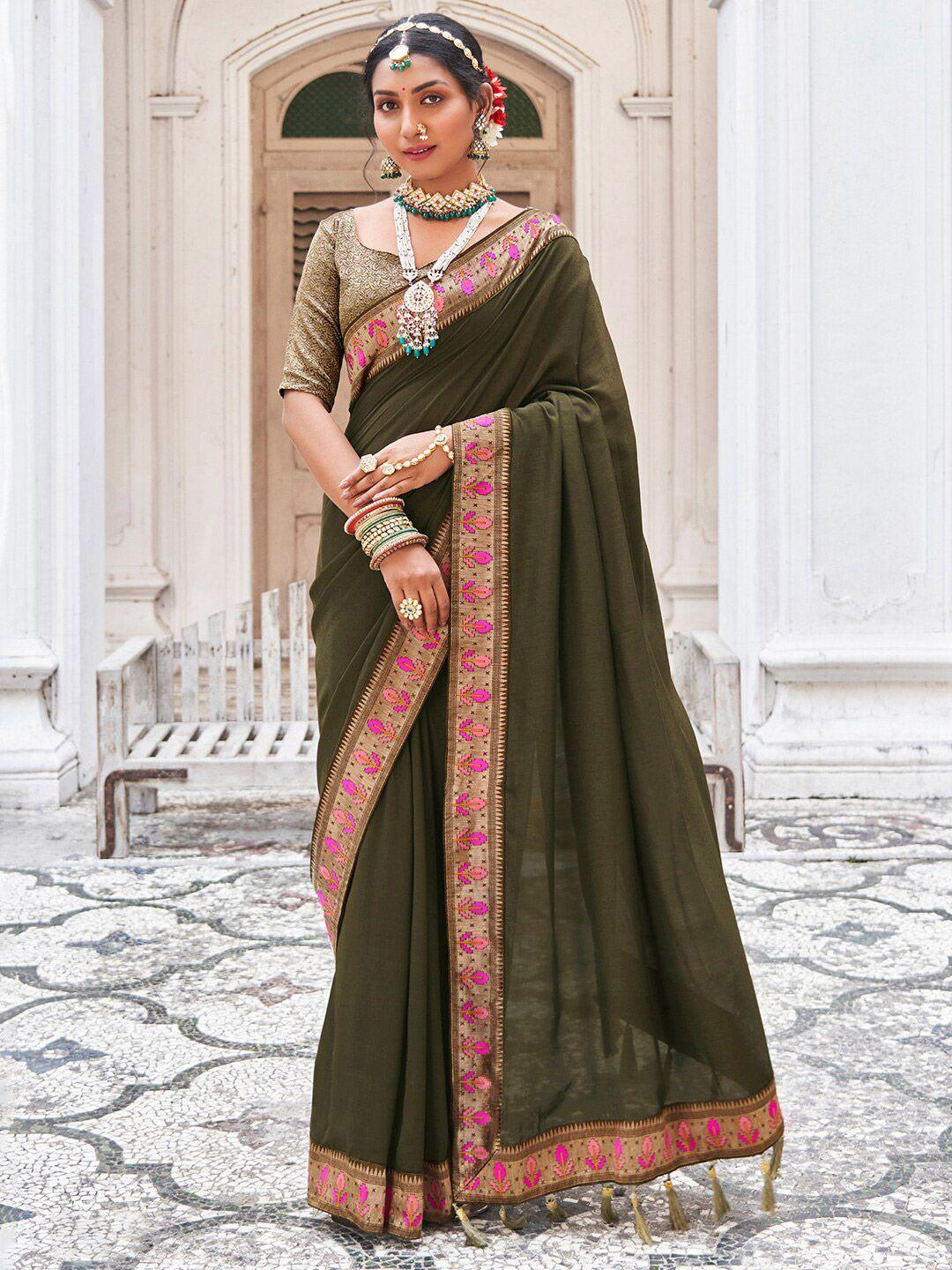 saree mall  floral printed zari silk sarees