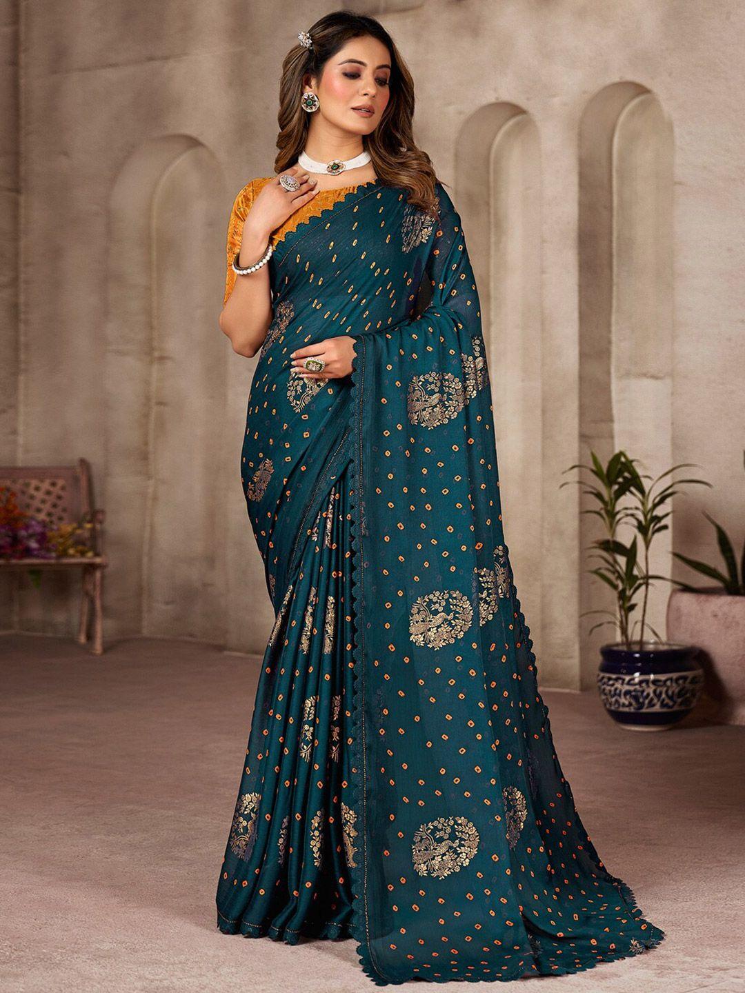 saree mall bandhani embellished pure chiffon bandhani saree