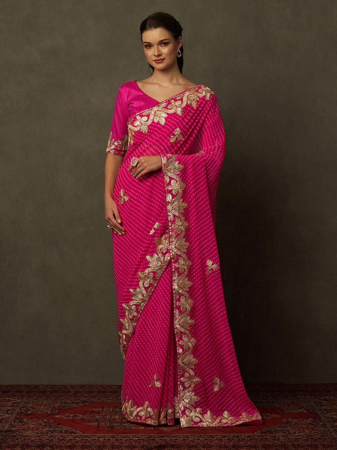 saree mall bandhani embroidered pure georgette bandhani sarees