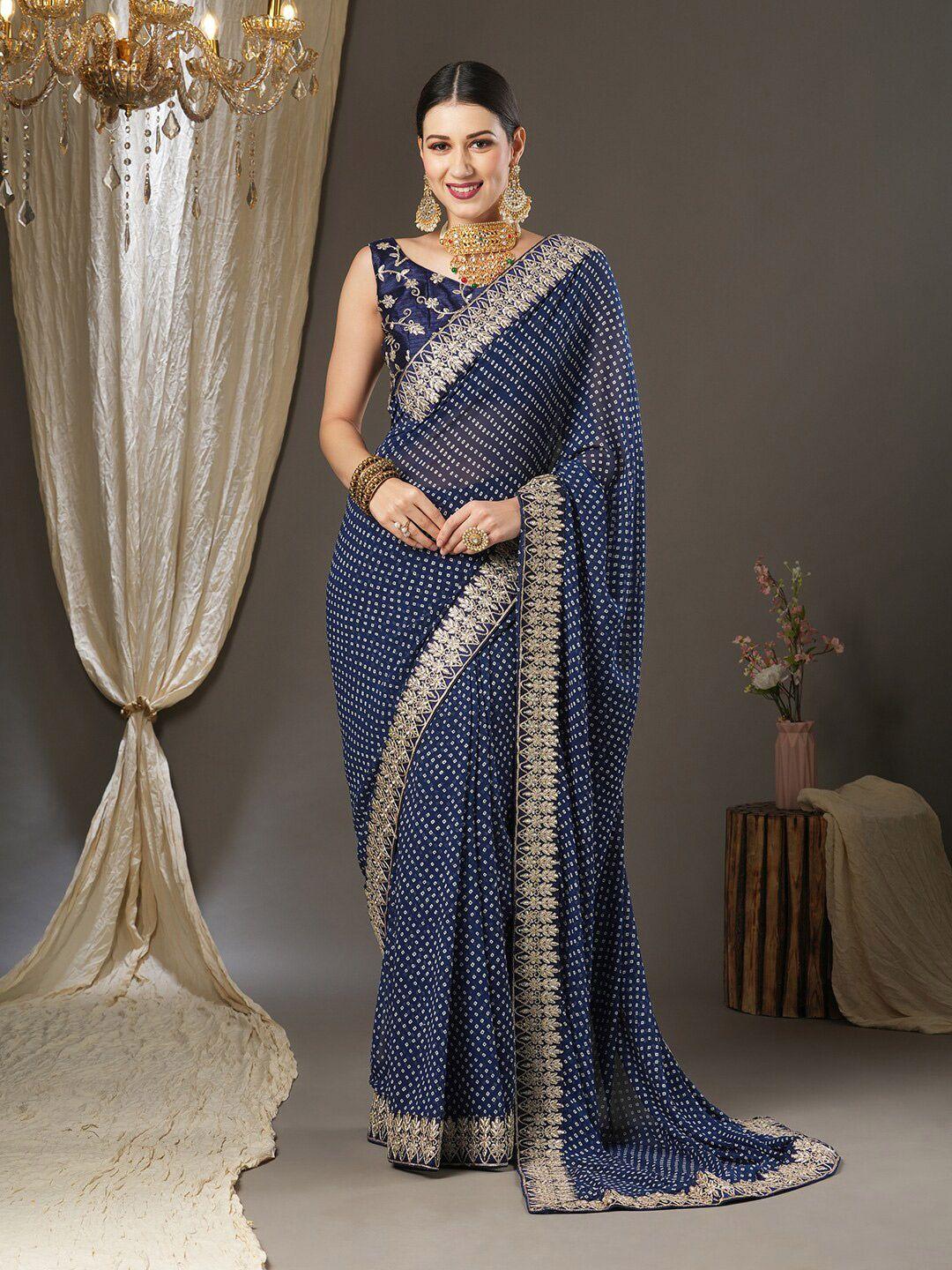 saree mall bandhani printed embroidered border pure georgette sarees